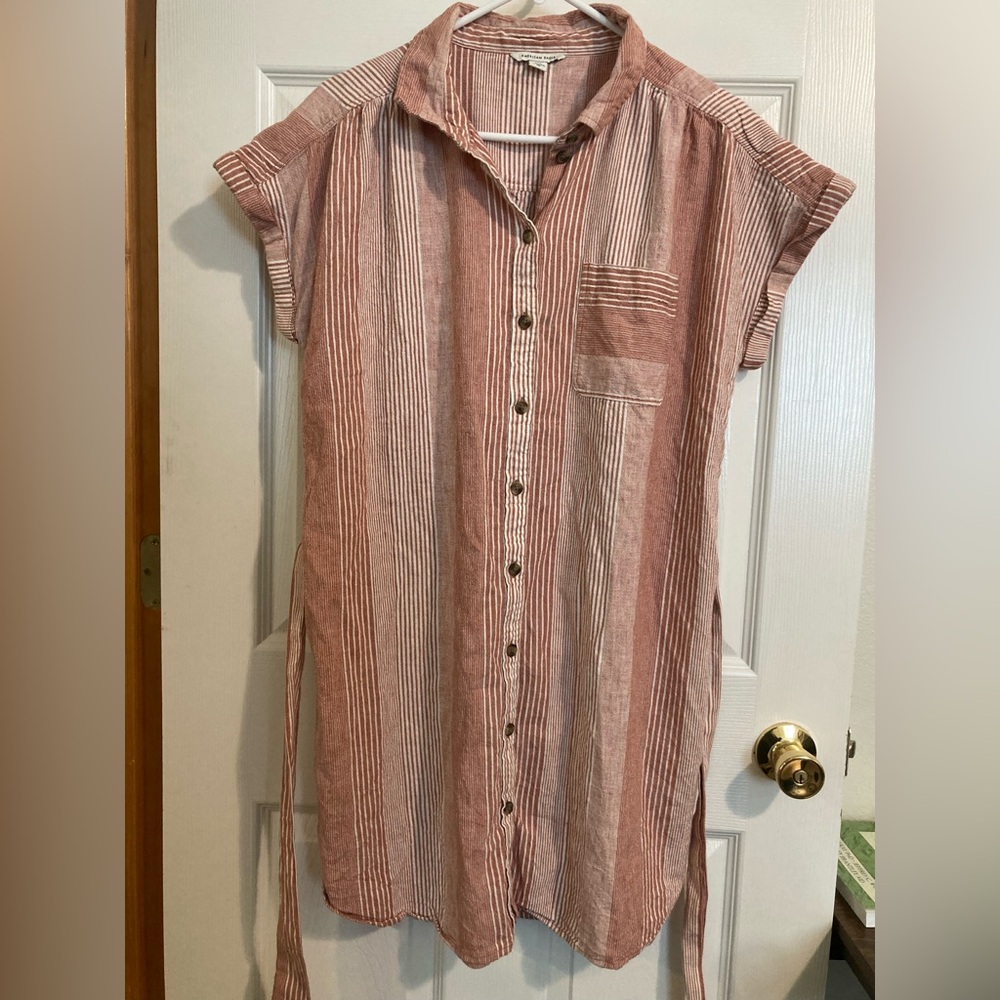American Eagle Outfitters Red/Pink Striped Shift Dress